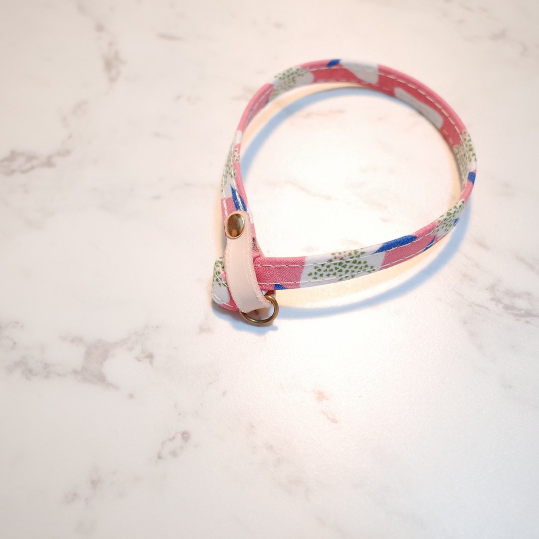 猫 项圈 草映粉蝶 粉红 点点 附铃铛 可加购吊牌 - 项圈/牵绳 - 棉 