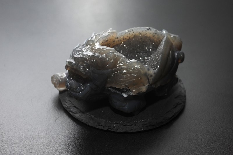 聚宝盆玛瑙龙龟 矿石/水晶/灵修/开运/招财/破煞/防小人 - 摆饰 - 半宝石 