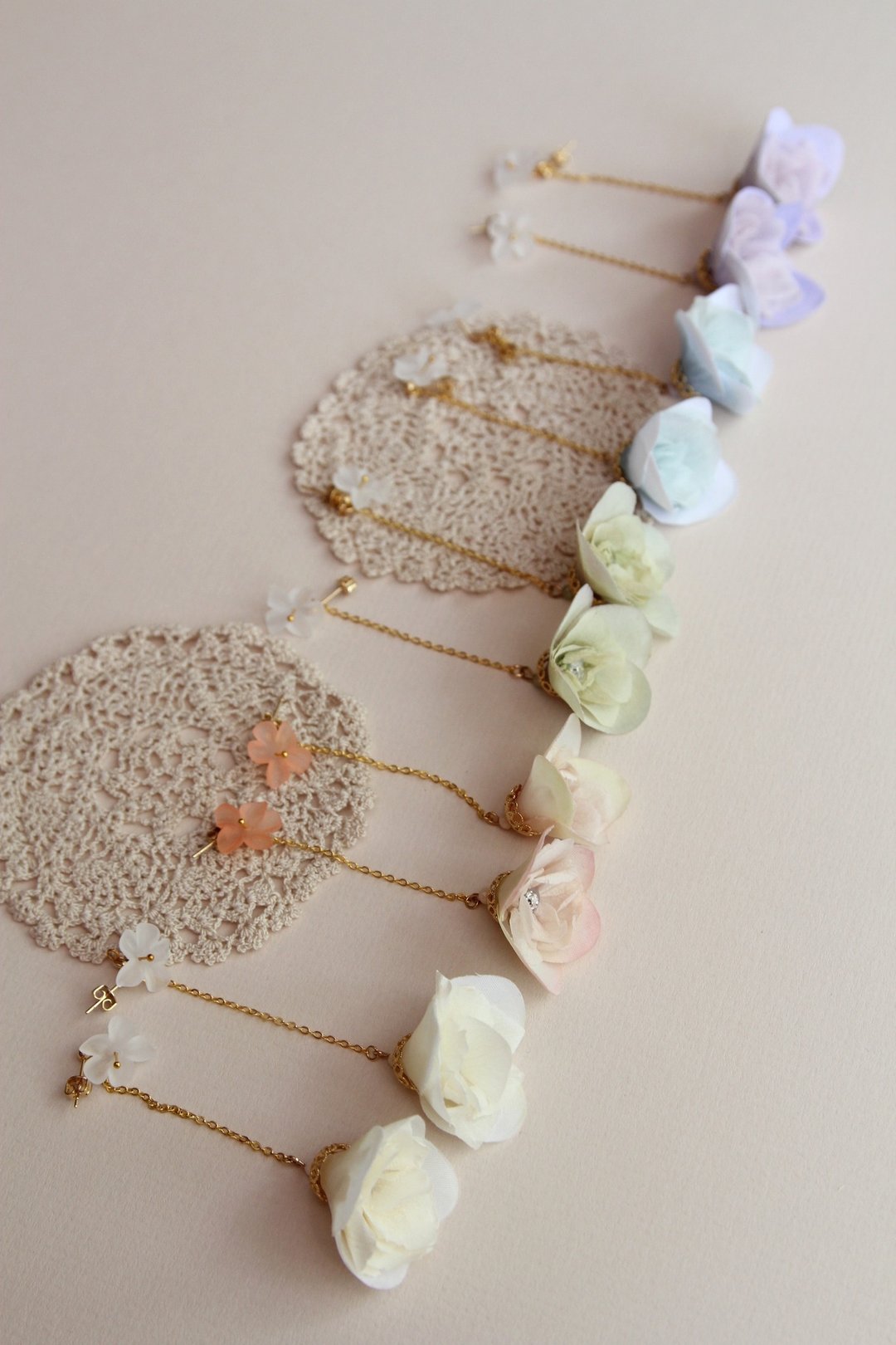 耳环 饰品 花耳环 花办耳环 珍珠耳环 干花耳环 少女风 婚礼饰品 - 耳环/耳夹 - 植物．花 白色
