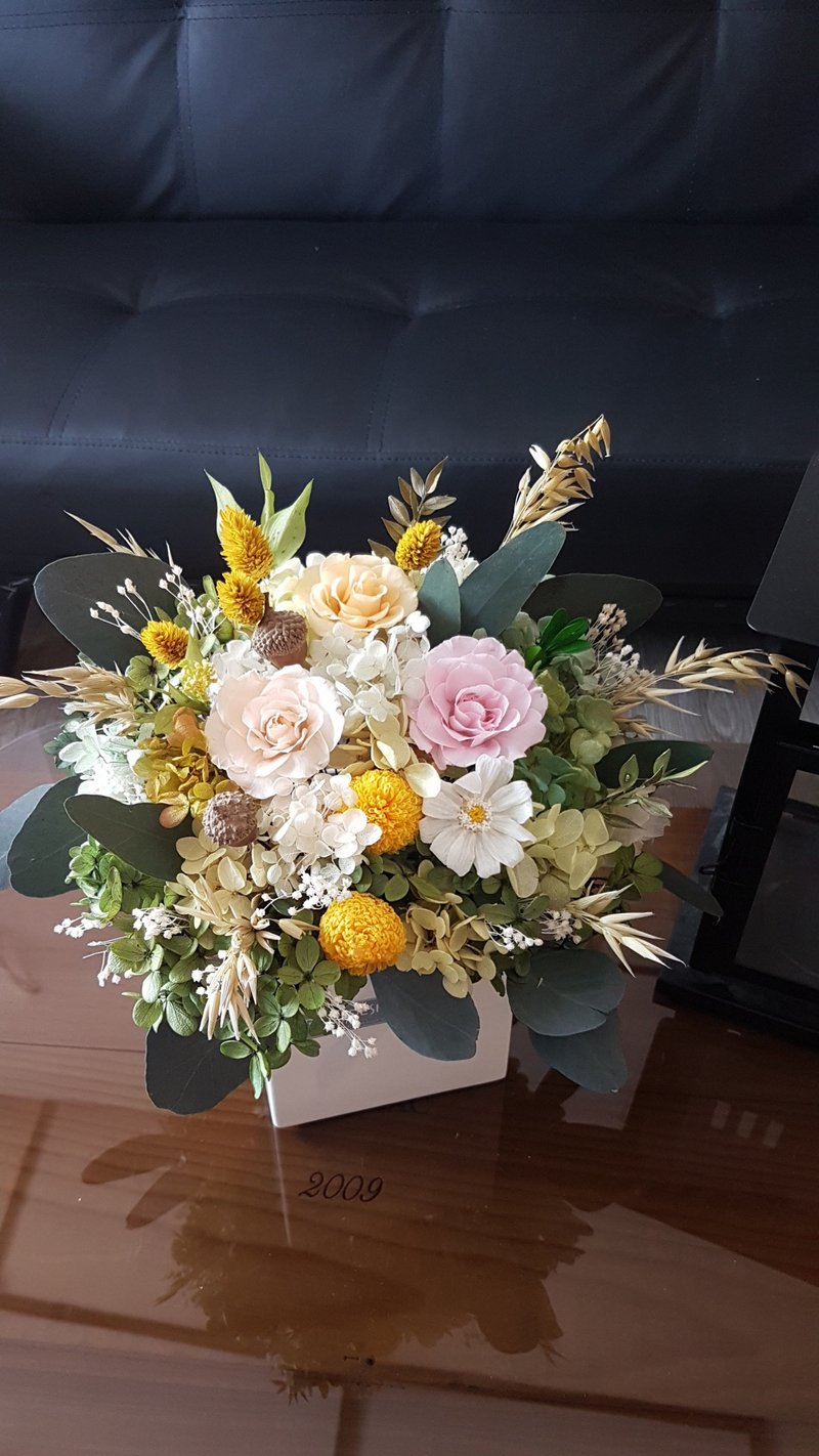 海藏设计│生生不息。黄绿优雅不凋花盆花/开幕盆花/祝贺花礼 - 植栽/盆栽 - 植物．花 绿色