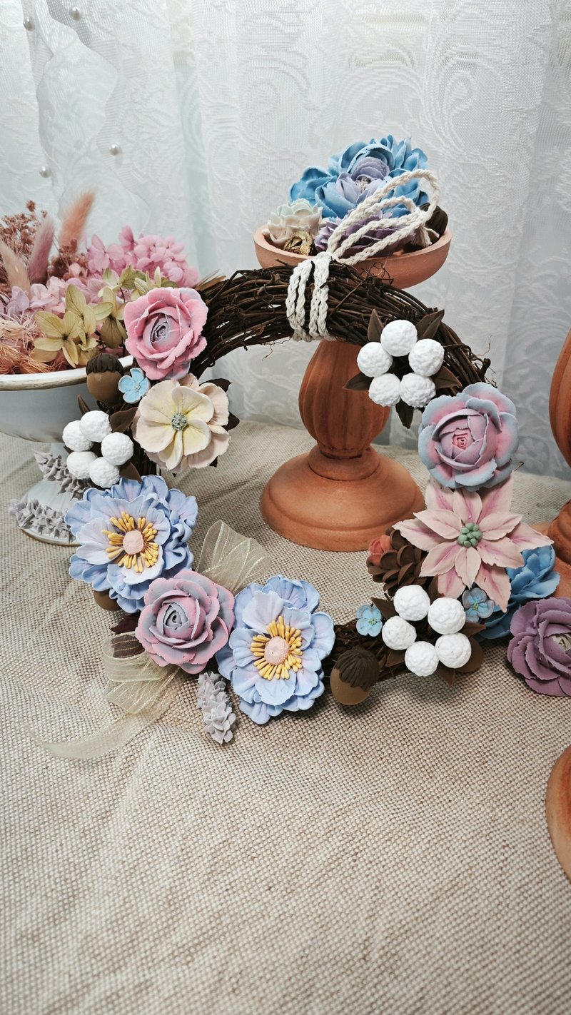 立体香氛花艺花圈_直径20cm - 摆饰 - 粘土 