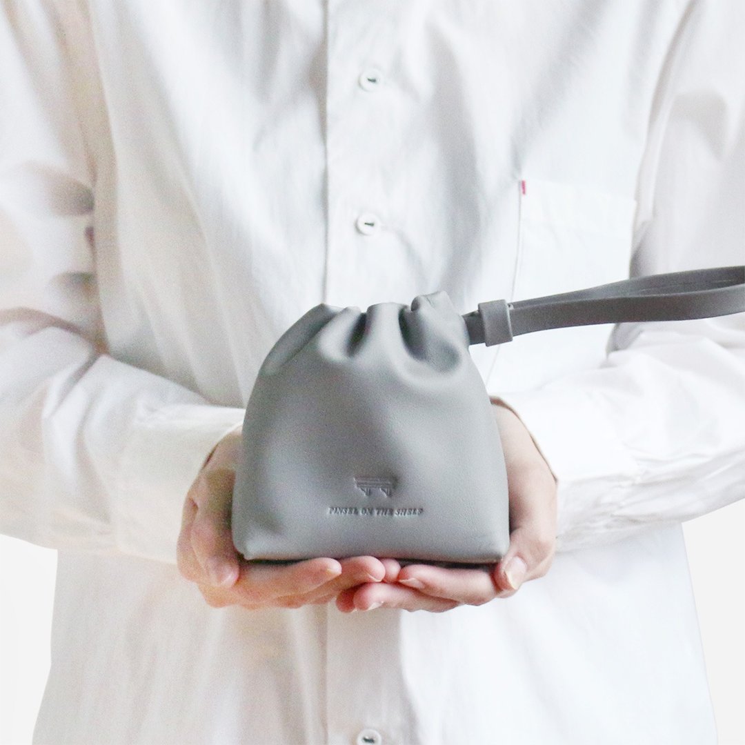 mini bucket pouch : grey - 皮夹/钱包 - 真皮 灰色