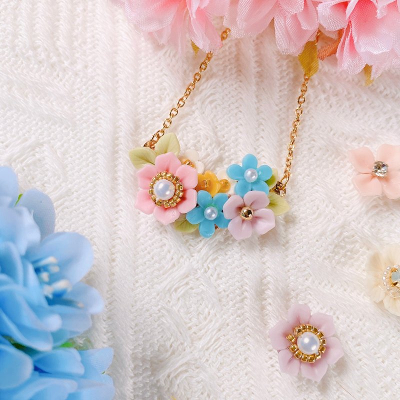 缤纷花花项链 | 黏土饰品 - 耳环/耳夹 - 粘土 多色