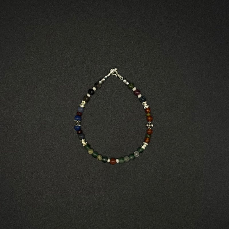 7AB 原创花青冰VINTAGE手串红玛瑙天然毕加索925银中性情侣款手链 - 手链/手环 - 其他材质 