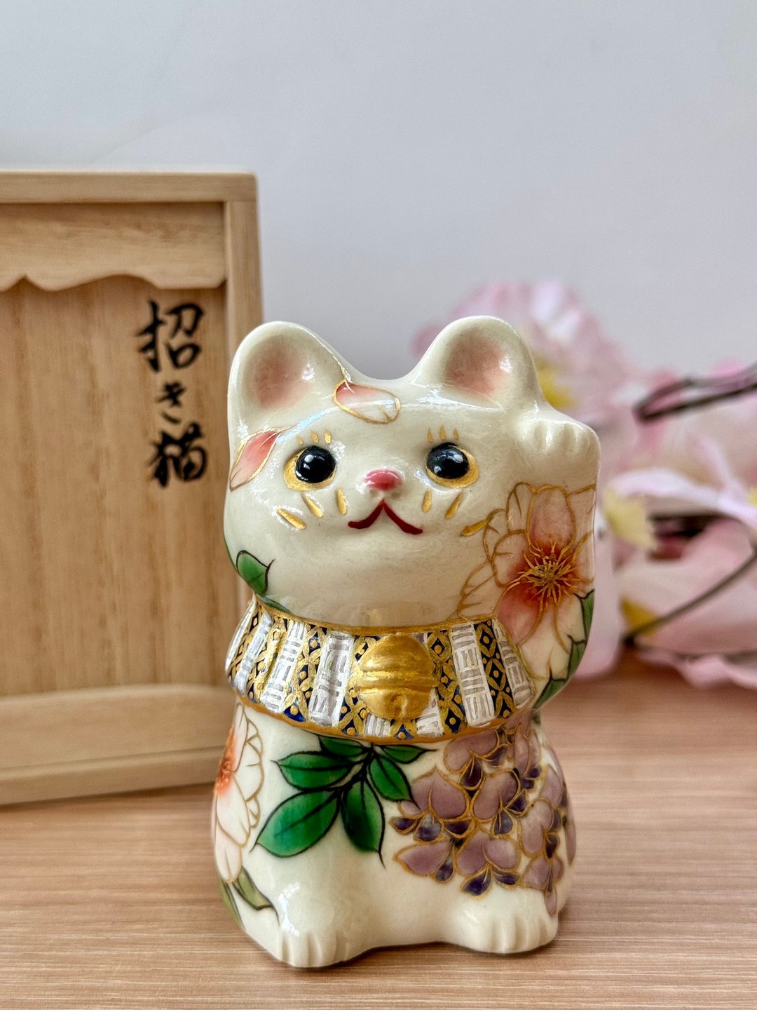 京烧 清水烧 | 陶葊 X 清水六兵卫窑 色绘付 迷你 白地 樱滕 - 摆饰 - 陶 紫色