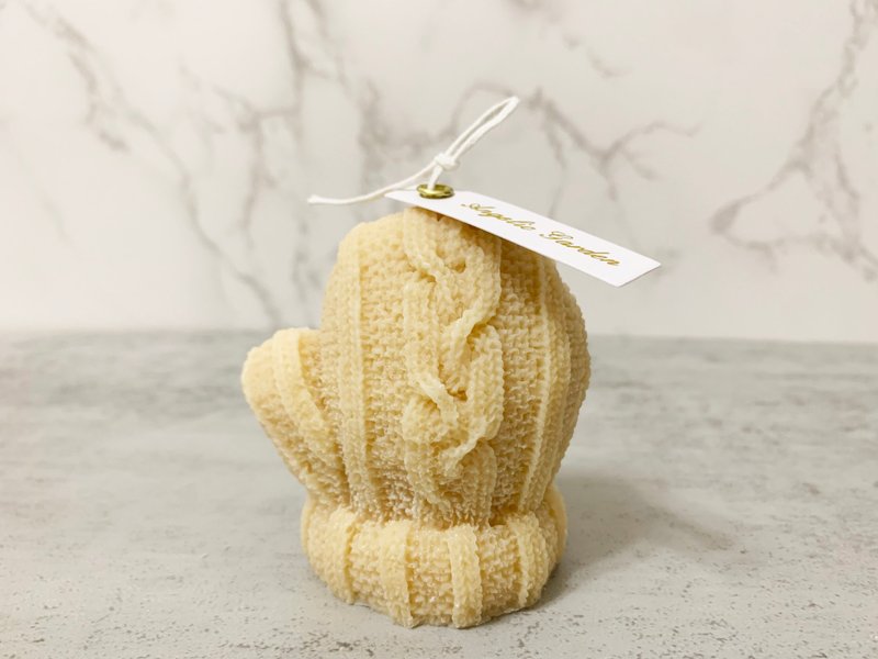 杏色毛毛手袜蜡烛 - 蜡烛/烛台 - 蜡 卡其色