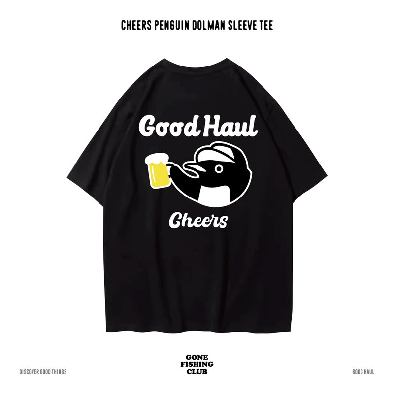 CHEERS PENGUIN 企鹅啤酒 中性短袖T恤 8色男女同款 - 男装上衣/T 恤 - 棉．麻 黑色