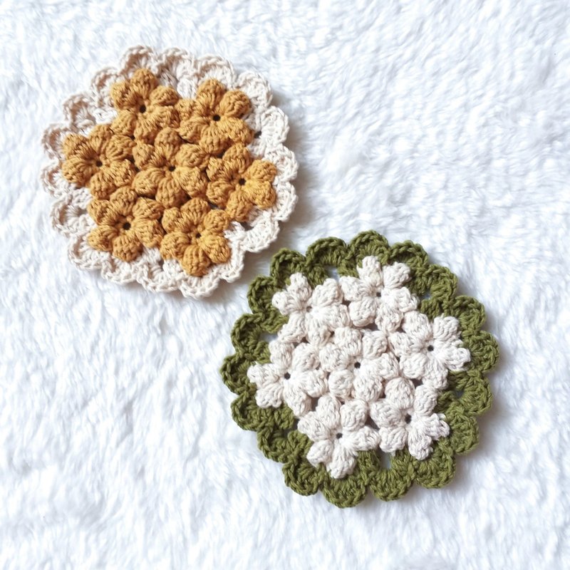 DIY材料包 小花拼贴隔热垫 杯垫 - 编织/刺绣/羊毛毡/裁缝 - 棉．麻 多色