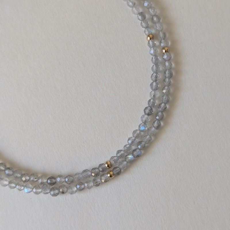 【14kgf】简约 极简主义 拉长石项链 母亲节 礼物 - 项链 - 半宝石 灰色