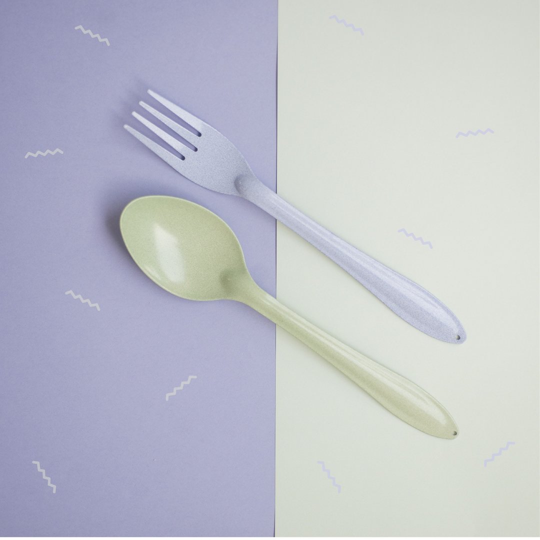 Green Spoon+Purple Fork : Switch  Sweet Collection - 餐刀/叉/匙组合 - 珐琅 绿色