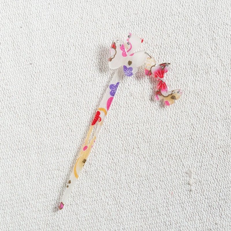 漾花,蝴蝶发簪,发插,发饰-白 - 发饰 - 压克力 白色