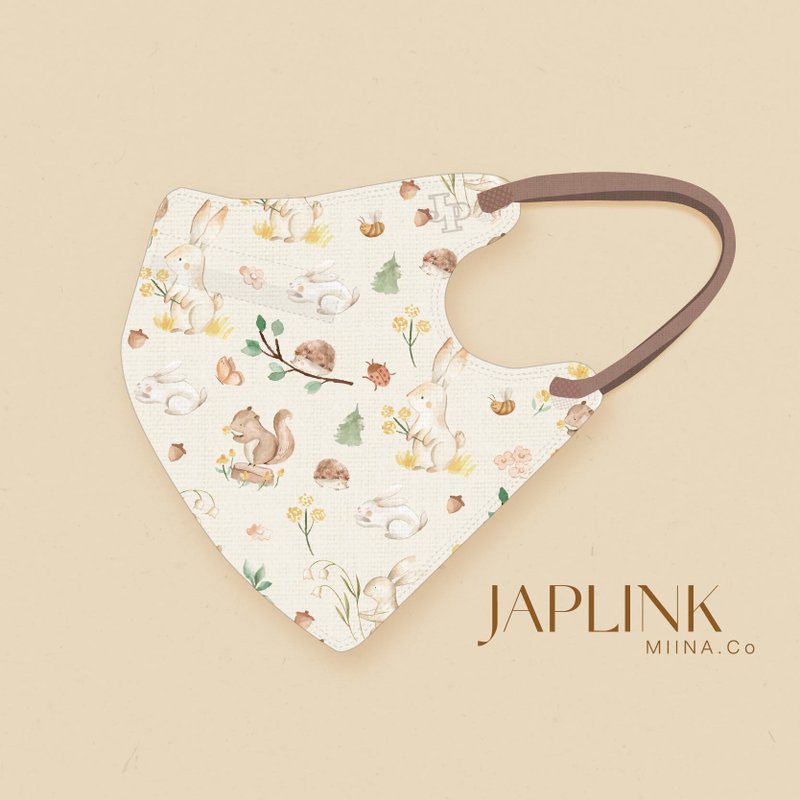 【标准】JAPLINK HEPA 高科技水驻极 立体医疗口罩-兔兔森林 - 口罩 - 聚酯纤维 金色