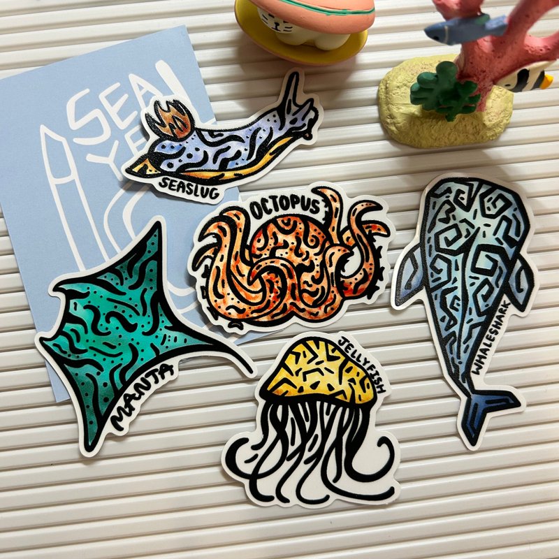 Hellofishy/SEAYEA/海洋生物贴纸 - 贴纸 - 防水材质 多色
