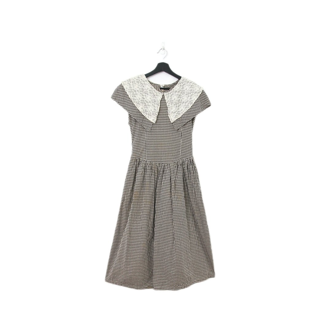Back to Green-复古长洋装 海军领蕾丝拼接 Ls-10//vintage dress - 洋装/连衣裙 - 棉 