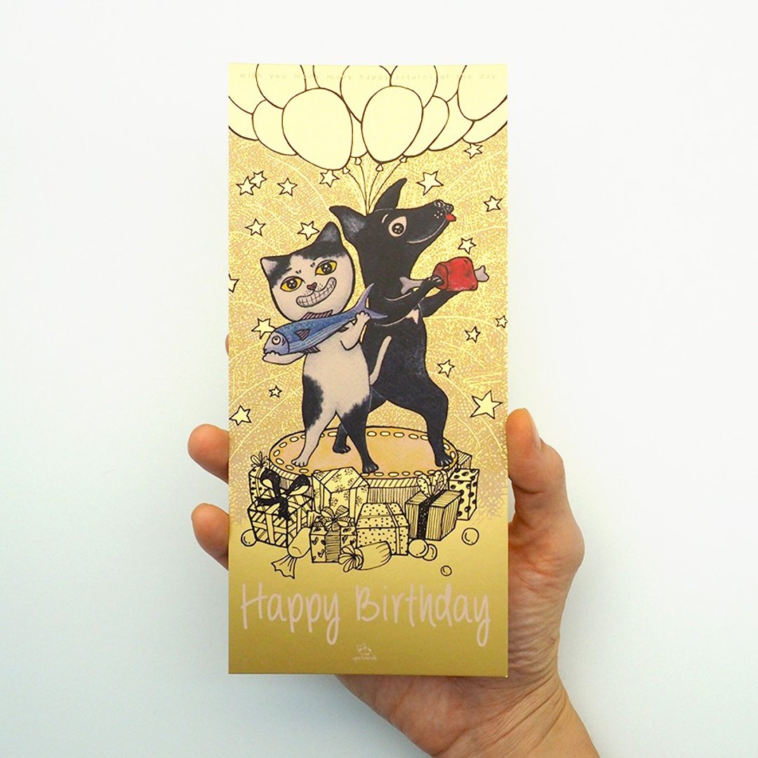 [哈波豆卤]-生日贺卡(附信封) - 卡片/明信片 - 纸 金色