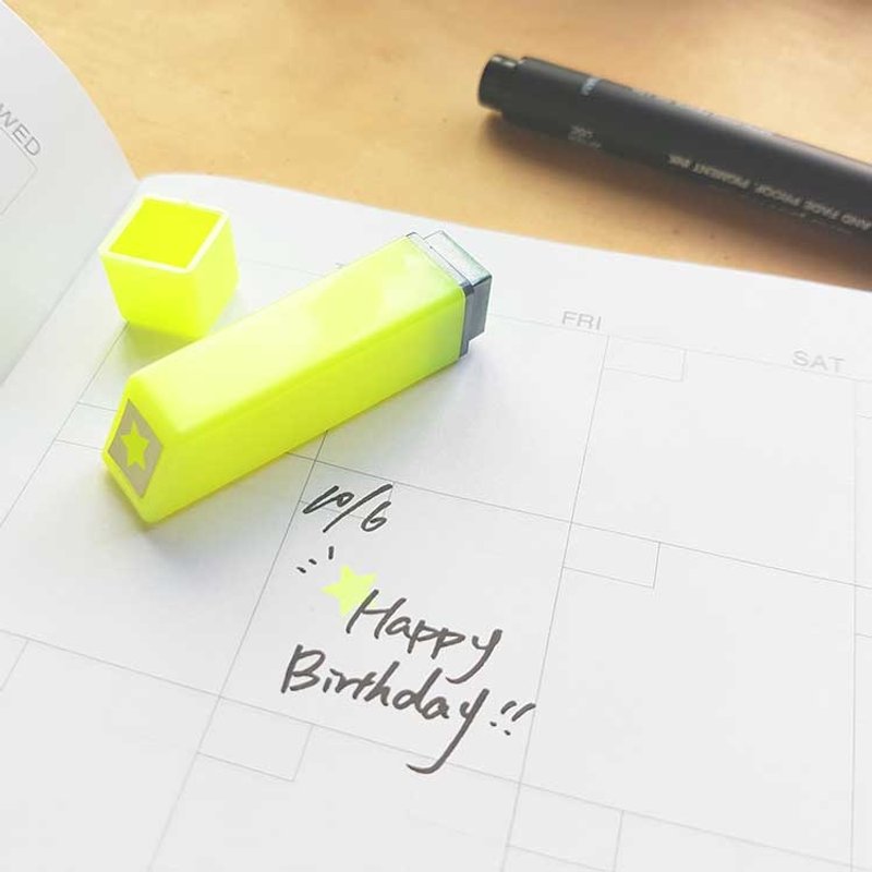 日本Kodomo萤光手帐印章-2015萤光黄款 - 印章/印台 - 塑料 黄色