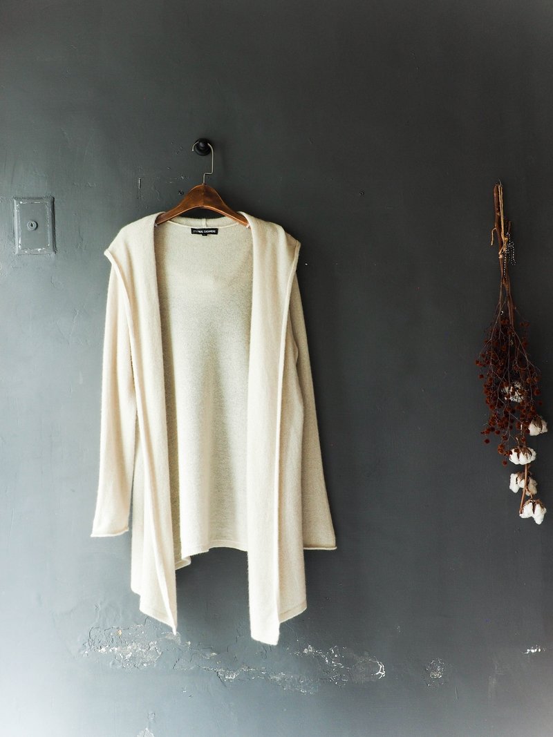 河水山 - 枥木杏仁米白恋爱青春手札 古董喀什米尔羊绒上衣外套 开襟 古着 毛衣 cashmere vintage oversize cardigan - 女装针织衫/毛衣 - 羊毛 白色