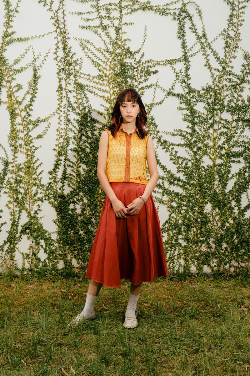 钩针衬衫 crochet shirt - 女装针织衫/毛衣 - 其他材质 黄色