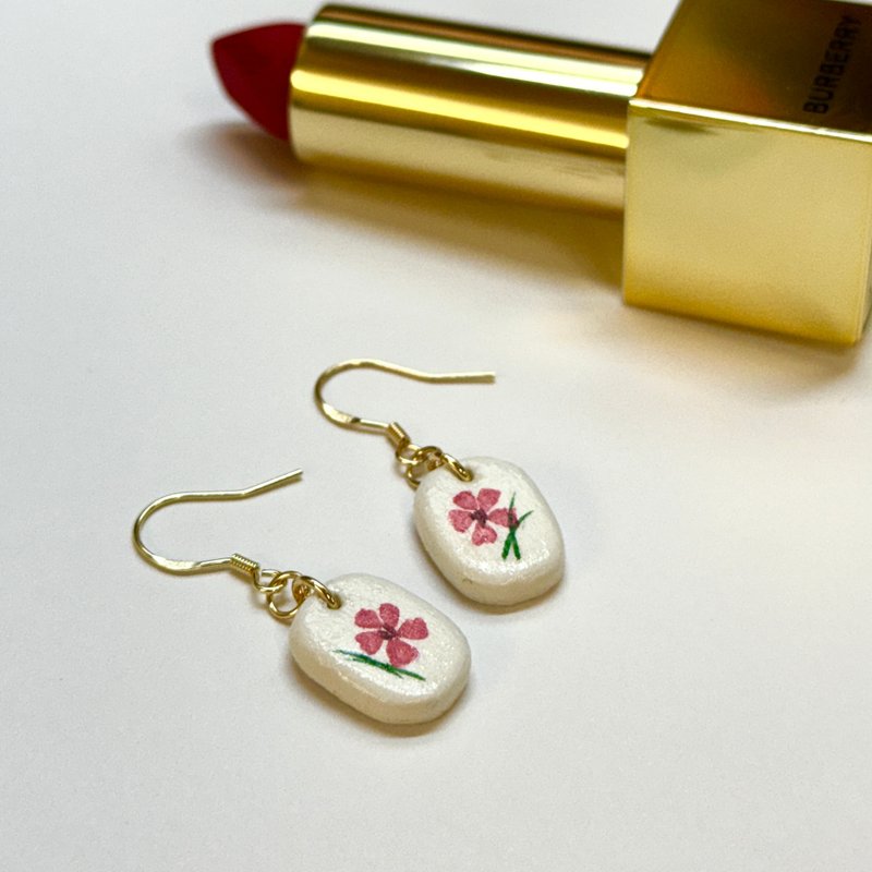 釉光系列耳环-胭脂红 - 耳环/耳夹 - 粘土 