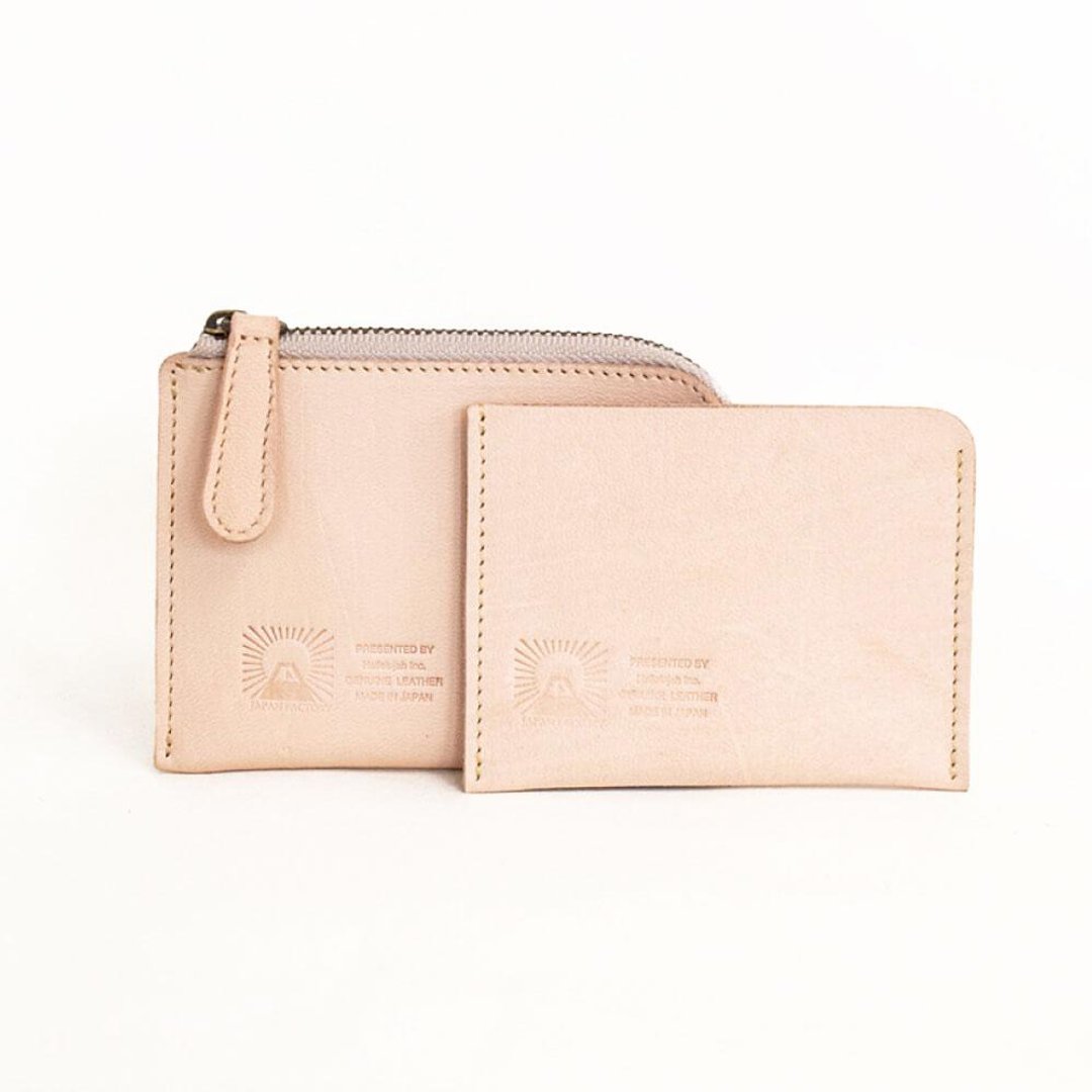 L-shaped coin case mini wallet domestic horse leather separate Horse leather made in Japan wallet compact [Natural] - 零钱包 - 真皮 白色