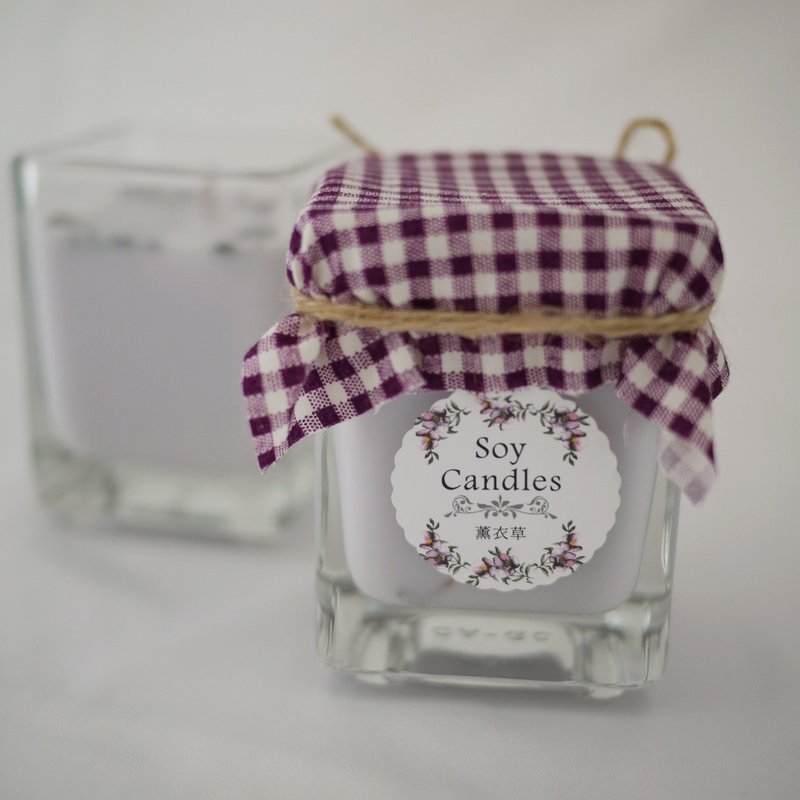 12号平房-四方玻璃格布款~环保香氛大豆蜡烛（舒眠薰衣）！ - 香薰/精油/线香 - 其他材质 紫色