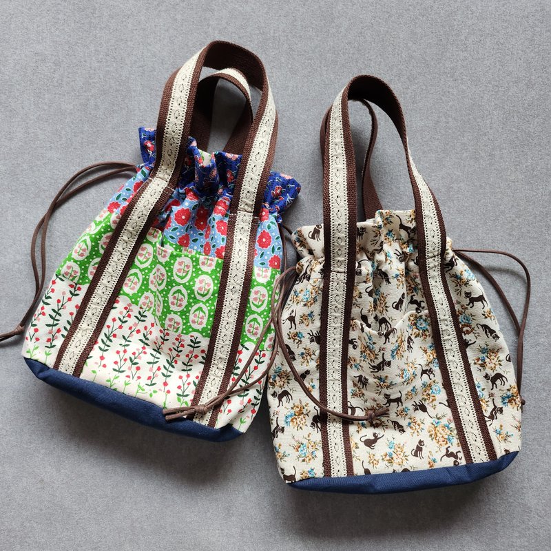 束口手腕包 手拿包 收纳包 散步包 - 束口袋双肩包 - 棉．麻 