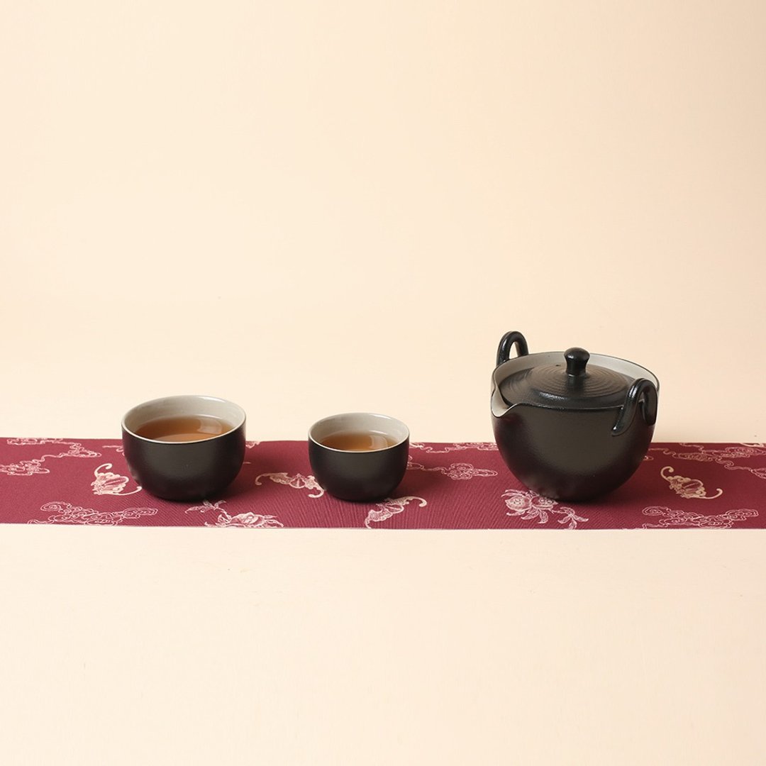 【母亲节礼物】陆宝 陶然盖碗旅行组 一壶两杯 + 携行包 旅行茶具 - 茶具/茶杯 - 陶 黑色