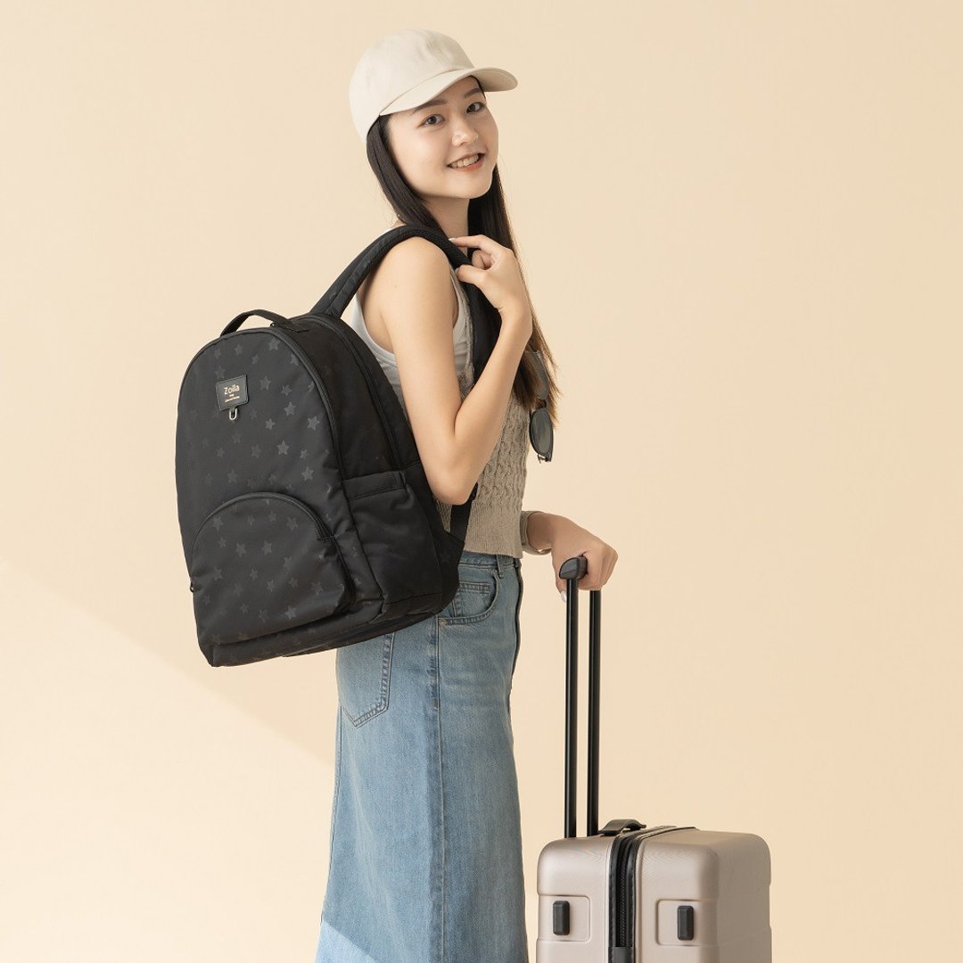 Zoila Go Go Bag(星空黑)_前后双层大容量_妈妈包_时尚后背包 - 妈妈包 - 聚酯纤维 黑色