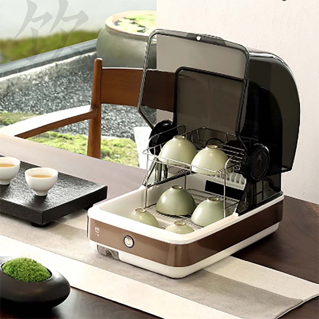 【免运】家用小型功夫茶杯水杯玻璃迷你茶具保洁柜 一觅K16-1 - 厨房用具 - 其他材质 白色