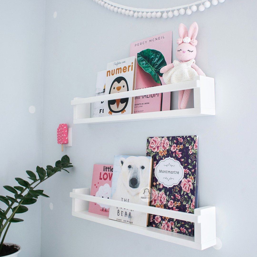 One Kids Book Wall Book Shelf, Floating Nursery Shelf, Shelving, Book Rack - 儿童家具 - 木头 