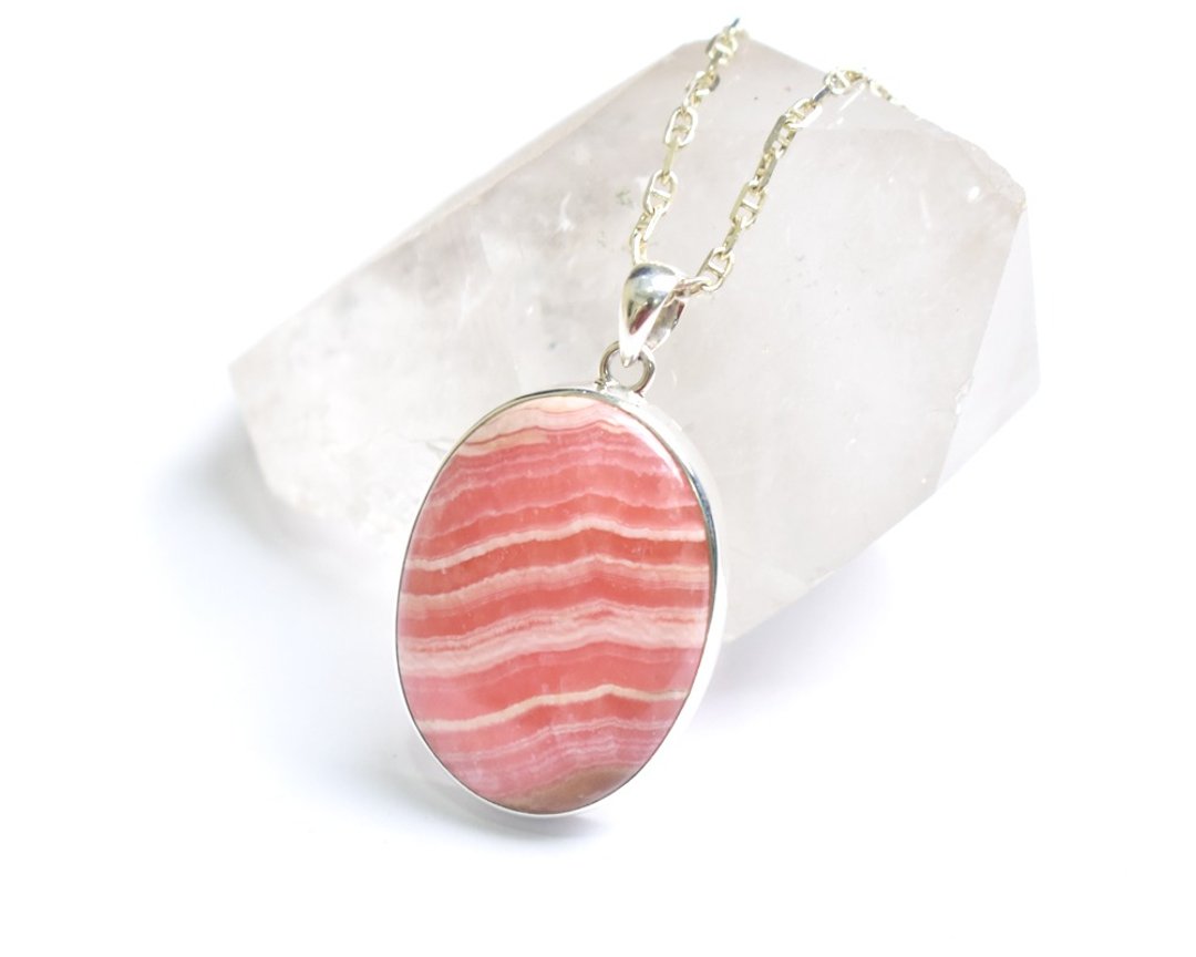 Amulet Jewelry Rhodochrosite Pendant Top Inca Rose - 项链 - 宝石 粉红色