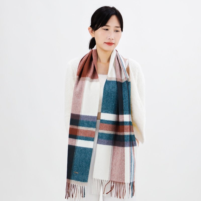 绿棕格纹 | 独创格纹 喀什米尔围巾 - 丝巾 - 羊毛 绿色