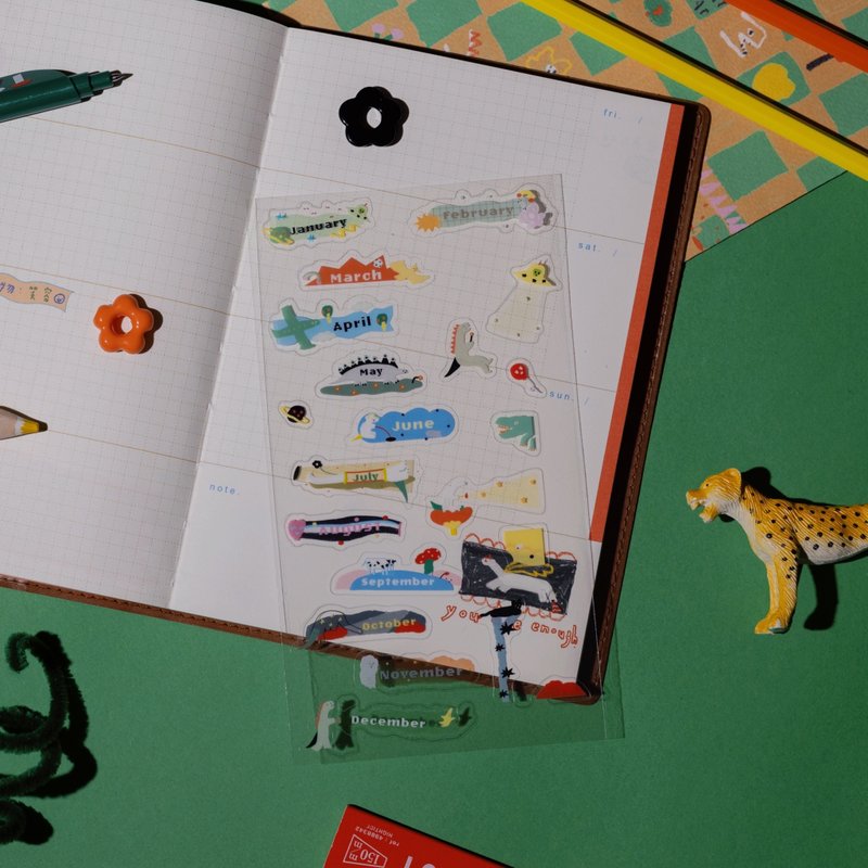 \ 手帐好朋友 / 马卡龙脚趾 I Will Stand By You 月份贴纸 - 贴纸 - 纸 多色