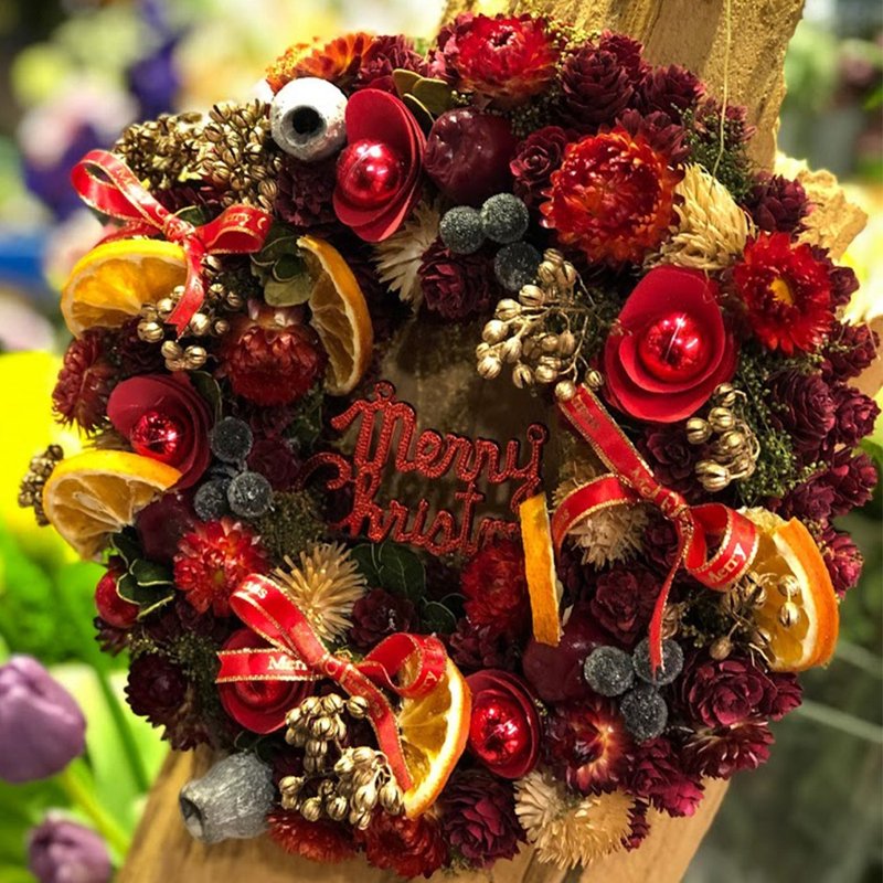 可定制化圣诞花圈 | 圣诞节 交换礼物首选 | 台北可自取 - 干燥花/捧花 - 植物．花 多色