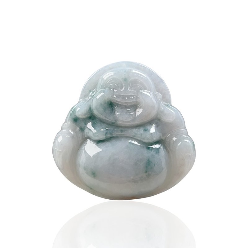 【乐观豁达】飘蓝花翡翠弥勒佛项链 | 天然缅甸玉翡翠A货 | 送礼 - 项链 - 玉石 多色