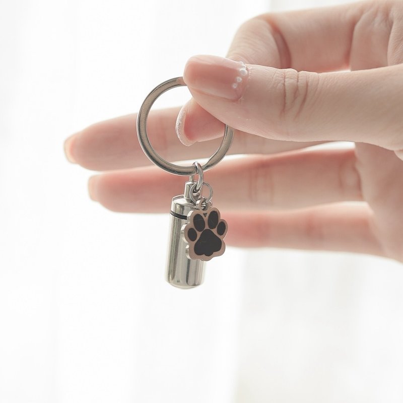 毛毛守护胶囊, 定制化刻字, 宠物纪念钥匙圈 , 毛发 骨灰收藏 - 钥匙链/钥匙包 - 不锈钢 银色