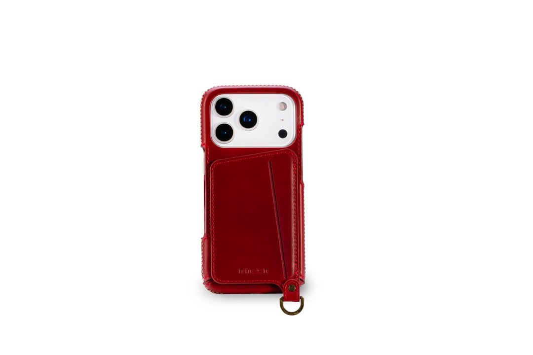 iPhone 17 Pro Max经典系列-磁吸站立卡袋手机皮套-辣椒红 - 手机壳/手机套 - 真皮 红色