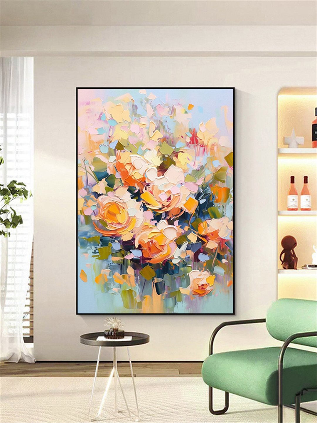 繁花 手绘花卉油画抽象原创现代装饰画餐厅客厅走廊玄关卧室挂画 - 海报/装饰画/版画 - 亚麻 多色