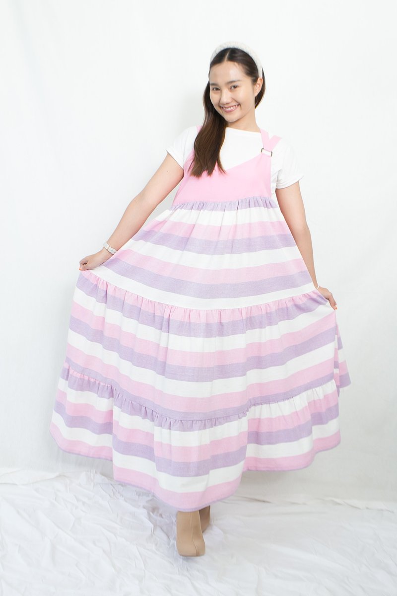 Maxy Dress, hand-woven cotton, natural color - 洋装/连衣裙 - 棉．麻 粉红色