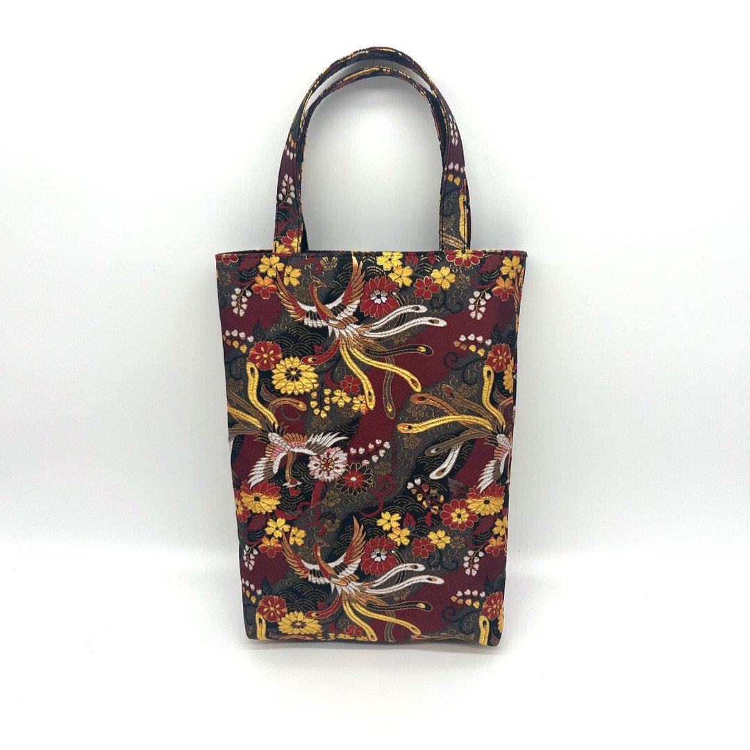 Japanese pattern handbag made from Nishijin-ori and brocade fabric - 手提包/手提袋 - 聚酯纤维 红色