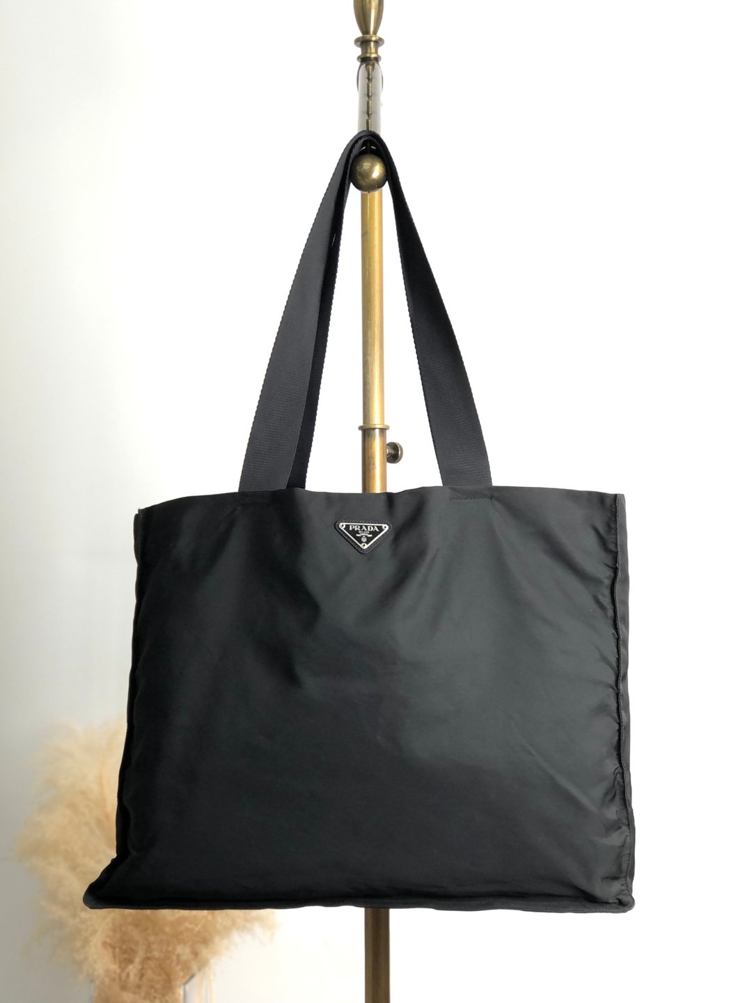 【 日本直送 名牌中古包 】PRADA 普拉达 托特包 黑色 三角标志 尼龙 vintage 古着 fzec6b - 手提包/手提袋 - 尼龙 黑色