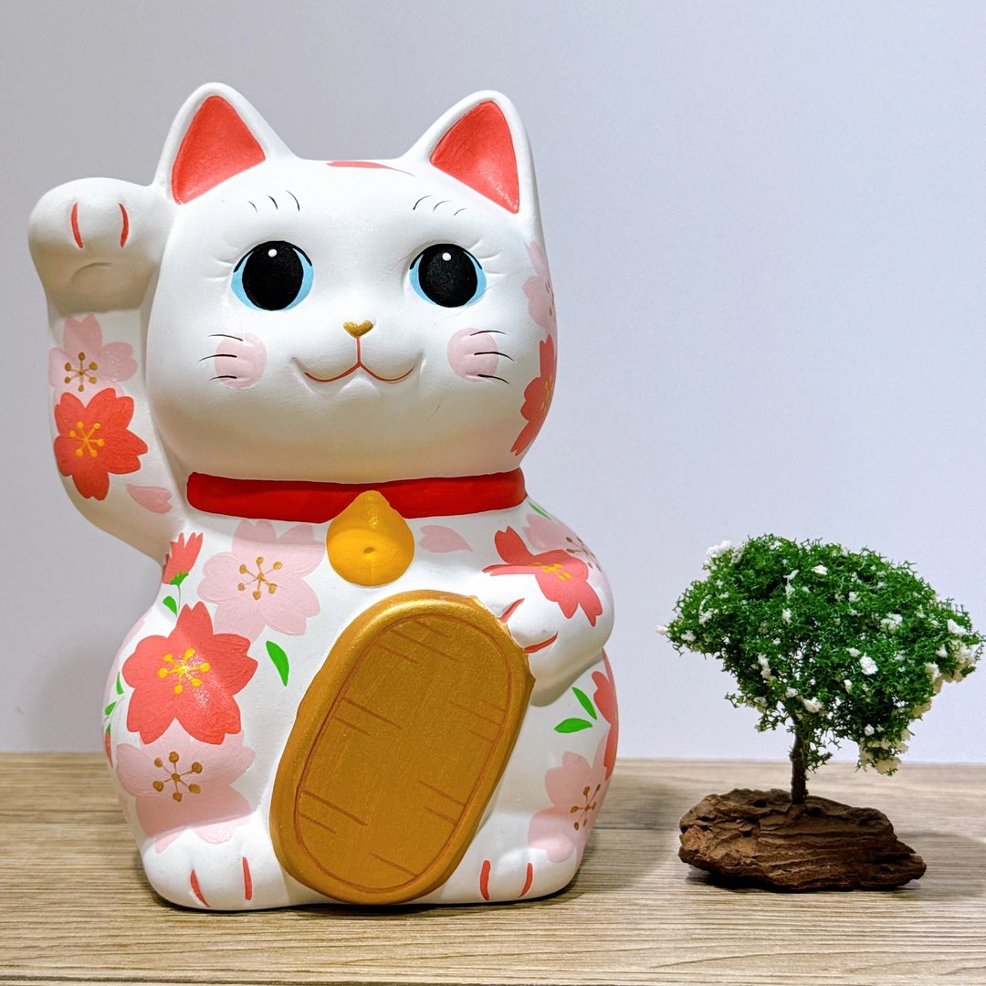 【樱喵迎春】日本谷中堂招财猫 | 白樱 - 摆饰 - 瓷 白色
