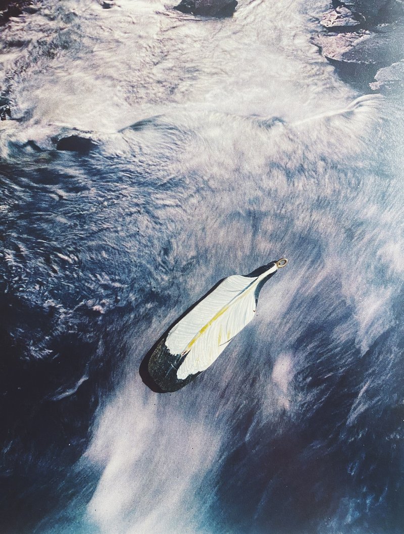 木刻手绘坠饰 - 羽毛 - 其他 - 木头 白色