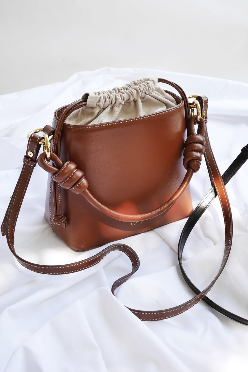 泰国包 Fuji Bucket Bag 水桶包 / 棕色的 Espresso Brown - 束口袋双肩包 - 真皮 咖啡色