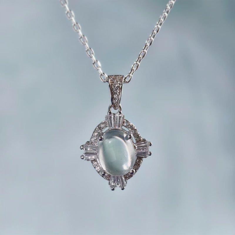 葡萄石 森林系 天然葡萄石纯银项链 十字 欧洲复古【圣诞饰品】 - 项链 - 纯银 绿色