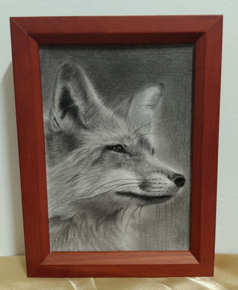 摆设 / 狐狸 / 炭精笔画 / 原稿 / 含框 - 海报/装饰画/版画 - 纸 