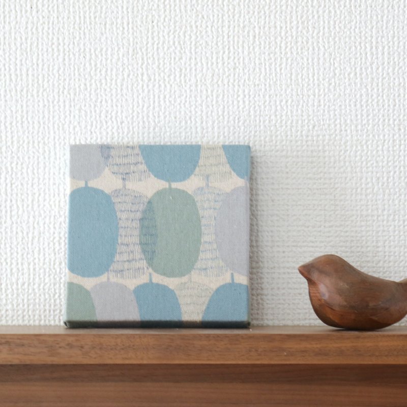12x12cm fabric panel [retro fruit light blue] - 墙贴/壁贴 - 棉．麻 蓝色