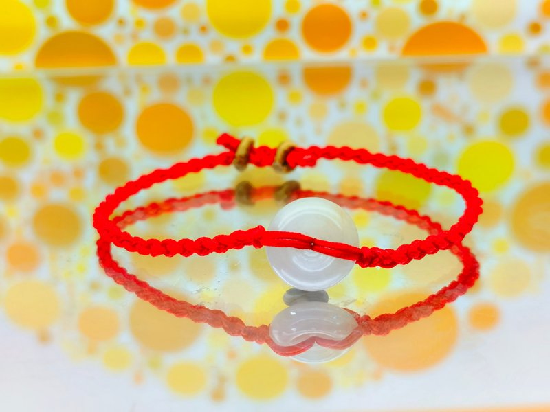 平安  - 翡翠平安扣配手绳 -儿童版 - 手链/手环 - 宝石 