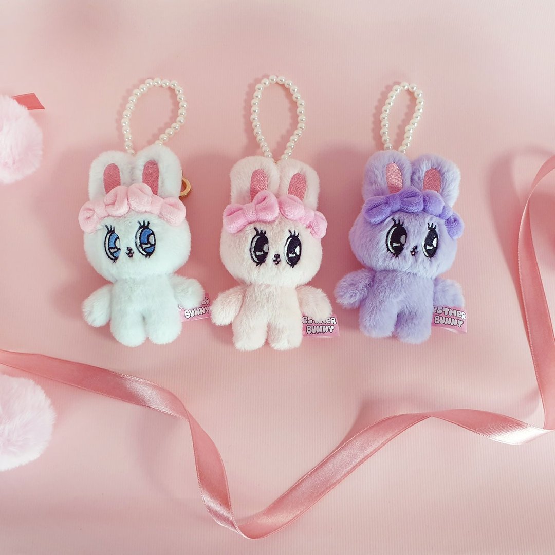 【Esther Bunny艾丝乐小兔】珠链绒毛玩偶吊饰 全3款 - 玩偶/公仔 - 聚酯纤维 粉红色