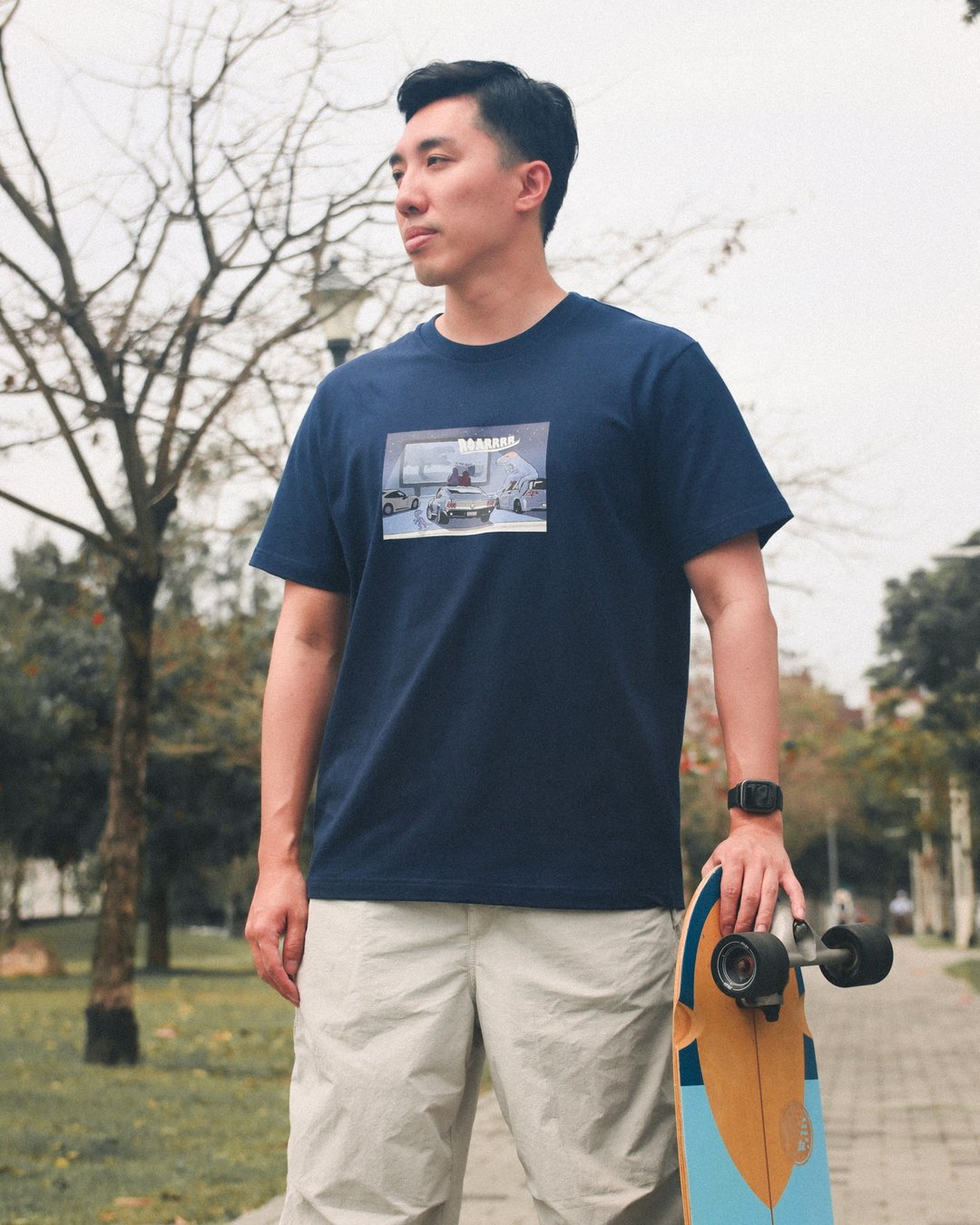 ZJ中厚磅经典短袖T恤 户外电影款恐龙人系列绘图设计 台湾制造MIT - 男装上衣/T 恤 - 棉 蓝色